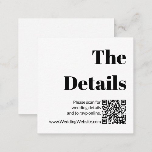 The Details Black and White Elegant QR Code Enclosure Card