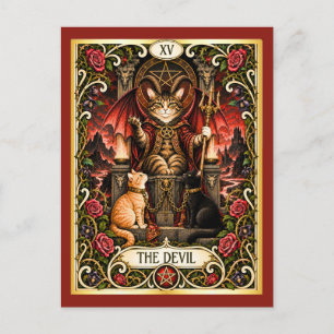 The Devil Cat Tarot - Temptation and Shadow Postcard