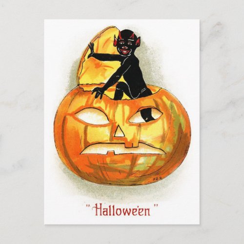 The Devil comes out to play at Halloween Postcard