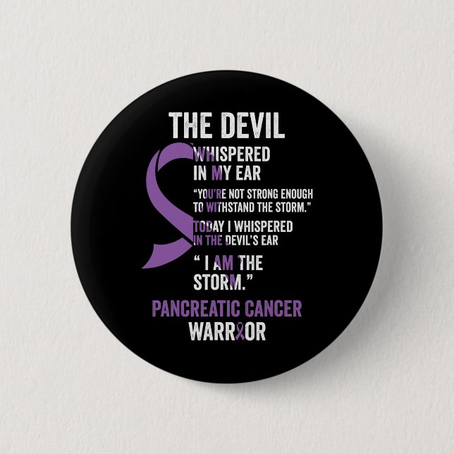 The Devil- Pancreatic Cancer Awareness Support Rib Button (Front)