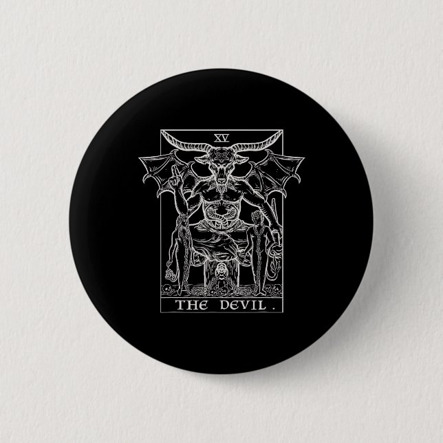 The Devil Tarot Card Phomet Gothic Halloween Satan Button (Front)