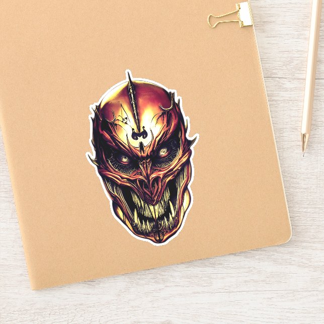 The devil's head looks ferocious and frightening sticker (Notebook)