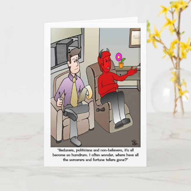 The Devil's Psychiatrist Greeting Card (Yellow Flower)