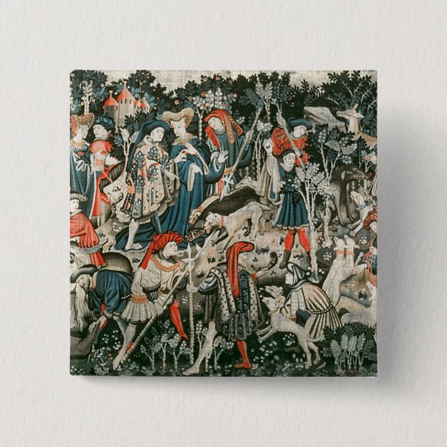 The Devonshire Hunting Tapestries Pinback Button (Front)