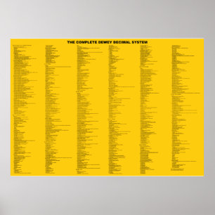 The Dewey Decimal System by Single Numbers Poster