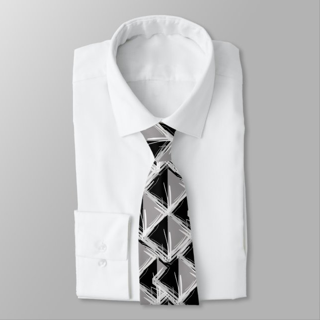 THE DIAMOND POINT BLK/WHT/GRY NECK TIE (Tied)