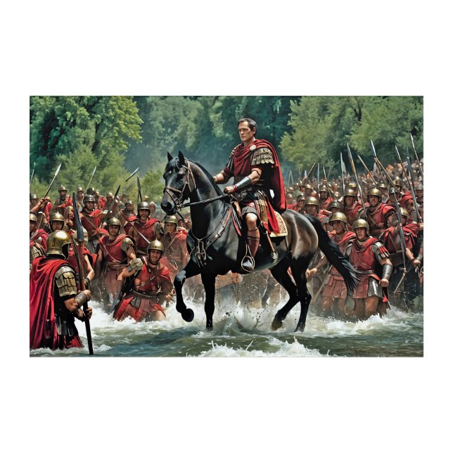 "The Die is Cast: Caesar's Rubicon Challenge" Acrylic Print (Front)