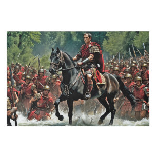 "The Die is Cast: Caesar's Rubicon Challenge" Faux Canvas Print