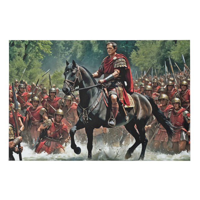 "The Die is Cast: Caesar's Rubicon Challenge" Faux Canvas Print (Front)