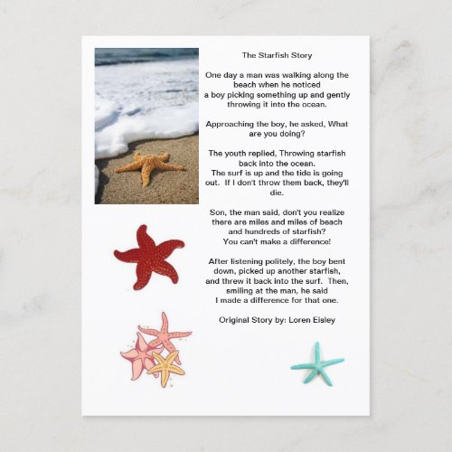 The difference of one Starfish story Postcard