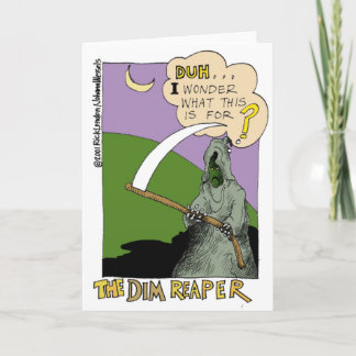 The Dim Reaper Funny Halloween Cartoon Gifts & Tee Card