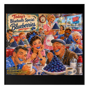 The Diner Bluetooth Blueberries Retro Cartoon Acrylic Print