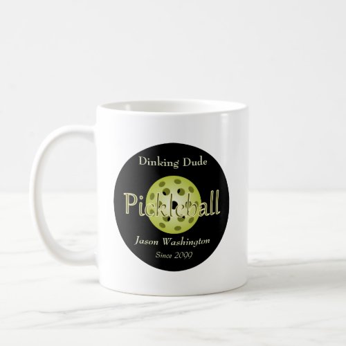 The Dinking Dude Guy Pickleball Ball Coffee Mug