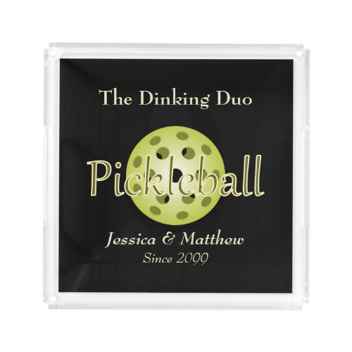 The Dinking Duo Couple Pickleball Ball Acrylic Tray
