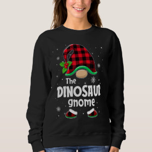 The Dinosaur Gnome Buffalo Plaid Christmas Matchin Sweatshirt