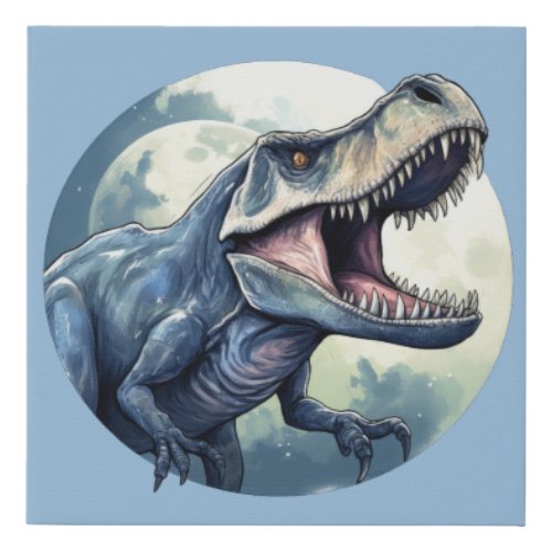 The dinosaur tyrannosaurs rex roaring faux canvas print