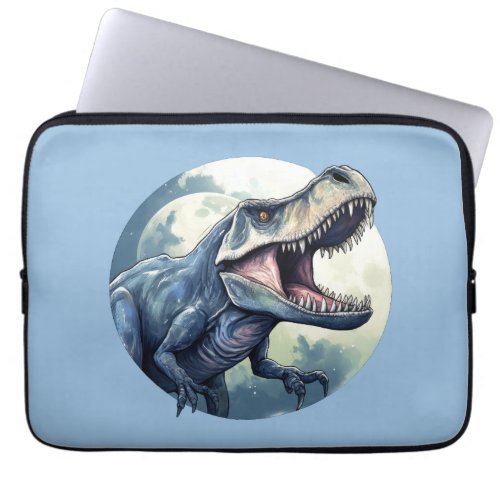 The dinosaur tyrannosaurs rex roaring laptop sleeve