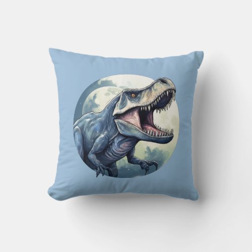 The dinosaur tyrannosaurs rex roaring throw pillow