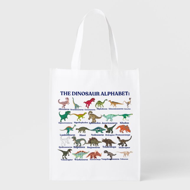 The Dinosaurs Alphabet, dinosaurs and science Grocery Bag (Front)