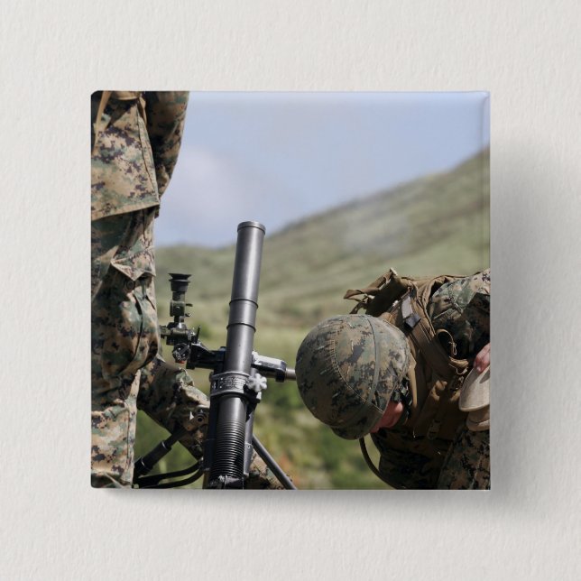 The direct-lay method of firing mortars pinback button (Front)