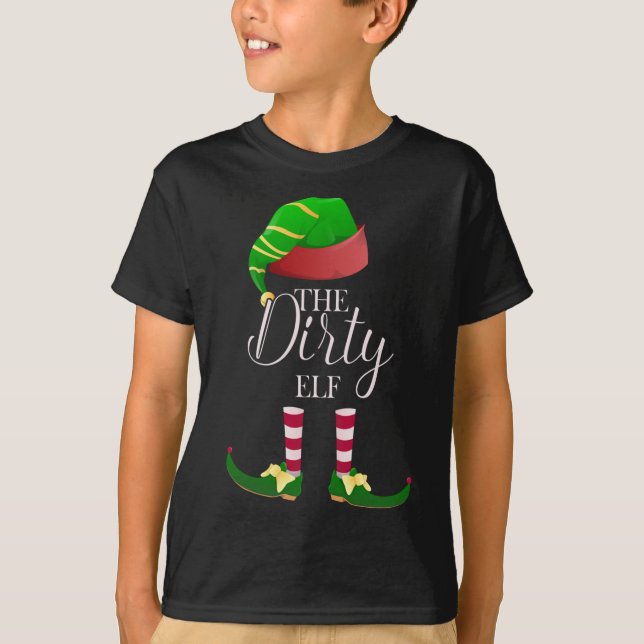 The Dirty Elf Cute Funny Christmas Family T-Shirt (Front)