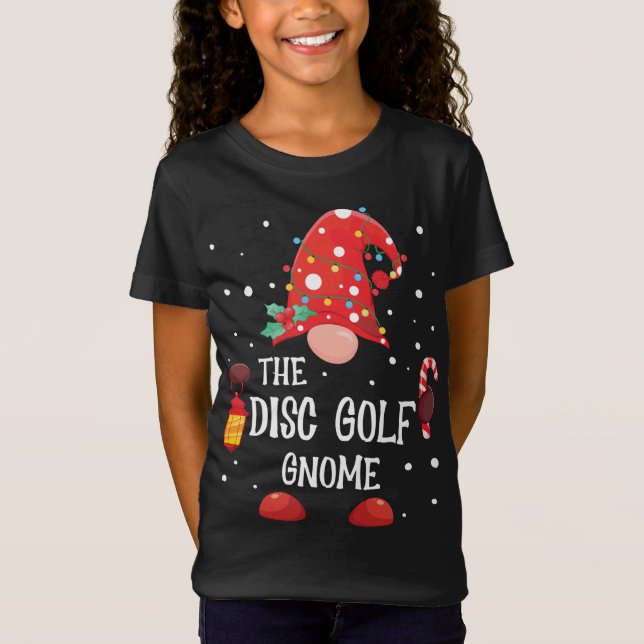 The Disc Golf Gnome Matching Family Christmas Gnom T-Shirt (Front)
