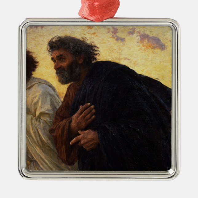 The Disciples Peter and John Running Metal Ornament (Front)
