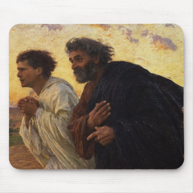 The Disciples Peter and John Running Mouse Pad (Front)