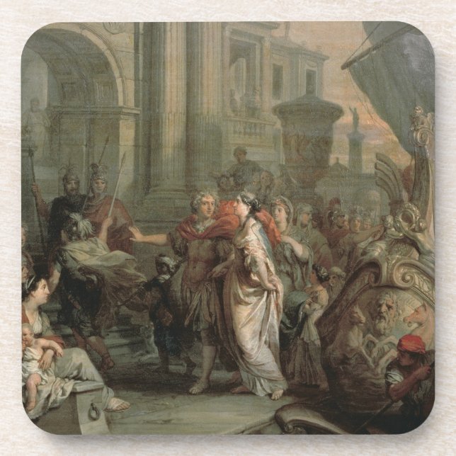 The Disembarkation of Cleopatra at Tarsus (oil on Drink Coaster (Front)