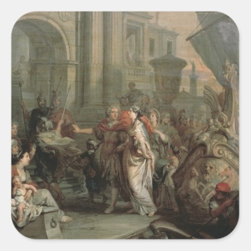The Disembarkation of Cleopatra at Tarsus oil on Square Sticker