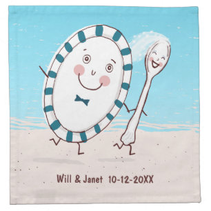The Dish Ran Away with the Spoon Beach Newlyweds Napkin