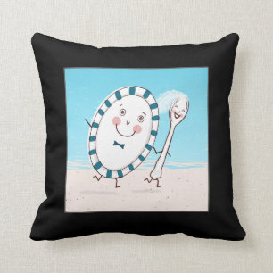 The Dish Ran Away with the Spoon Beach Newlyweds Throw Pillow