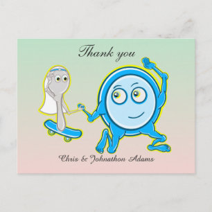 The dish Ran Away With The Spoon Wedding Thank you Postcard