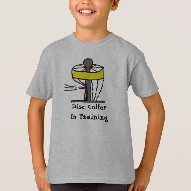 The Disk Golfer in training kids shirt (Front)