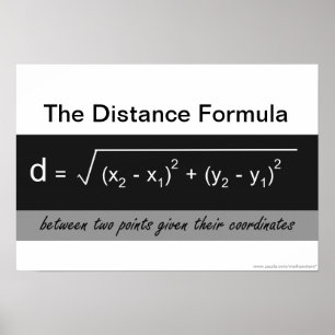 The Distance Formula Math Poster