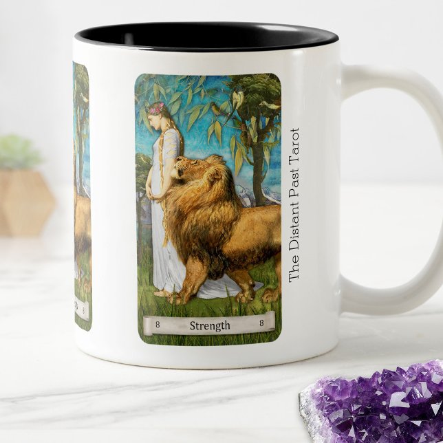 The Distant Past Tarot Deck Strength Card Two-Tone Coffee Mug (Creator Uploaded)