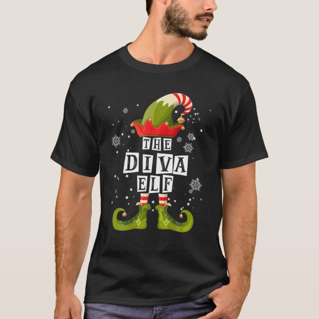 The Diva Elf Family Matching Group Christmas Gift  T-Shirt (Front)
