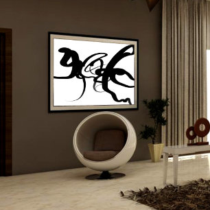 The Divers: Abstract Black & White Canvas Print