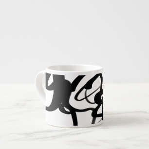The Divers: Abstract Black & White Espresso Cup