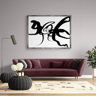 The Divers: Abstract Black & White Faux Canvas Print