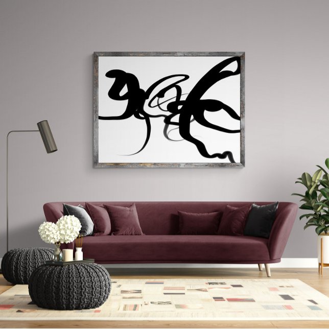 The Divers: Abstract Black & White Faux Canvas Print (Creator Uploaded)