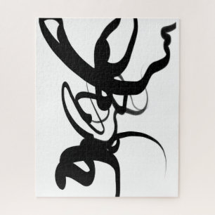 The Divers: Abstract Black & White Jigsaw Puzzle