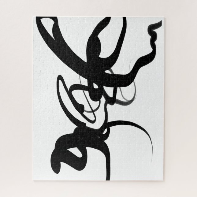The Divers: Abstract Black & White Jigsaw Puzzle (Vertical)