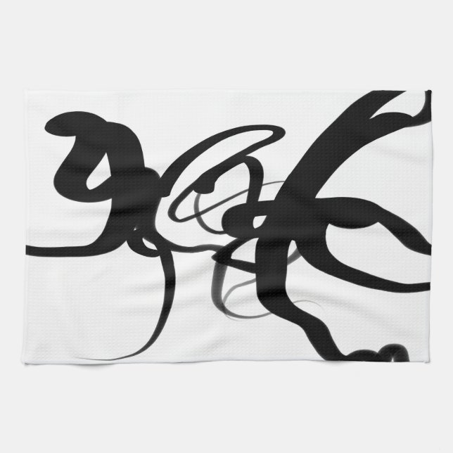 The Divers: Abstract Black & White Kitchen Towel (Horizontal)