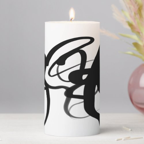 The Divers Abstract Black  White Pillar Candle
