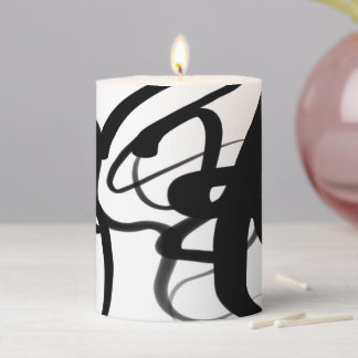 The Divers: Abstract Black & White Pillar Candle