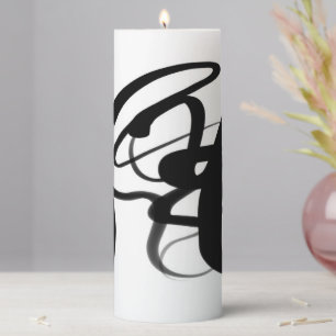 The Divers: Abstract Black & White Pillar Candle