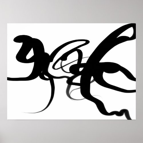 The Divers Abstract Black  White Poster