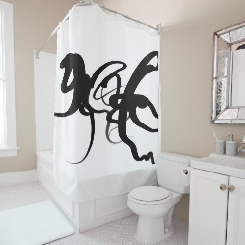 The Divers Abstract Black  White Shower Curtain