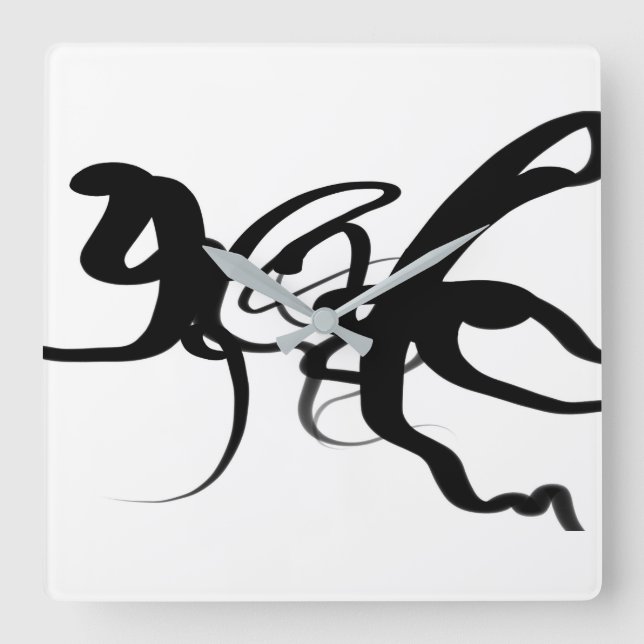 The Divers: Abstract Black & White Square Wall Clock (Front)